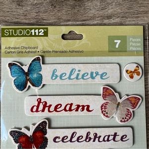 Studio 112 Positive Butterfly Chipboard Stickers Scrapbooking Crafts NWT